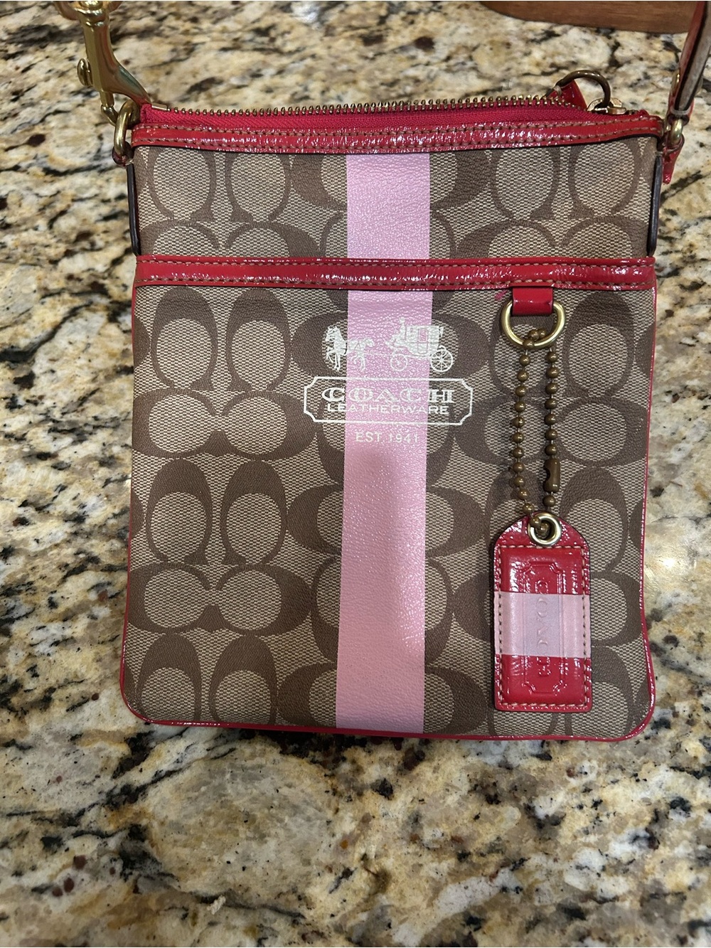 Coach Y2K Heritage Pink Stripe Slim Crossbody Messenger bag - Picture 2 of 10